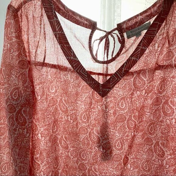 World Market paisley boho v-neck summer blouse, pink - Picture 6 of 9